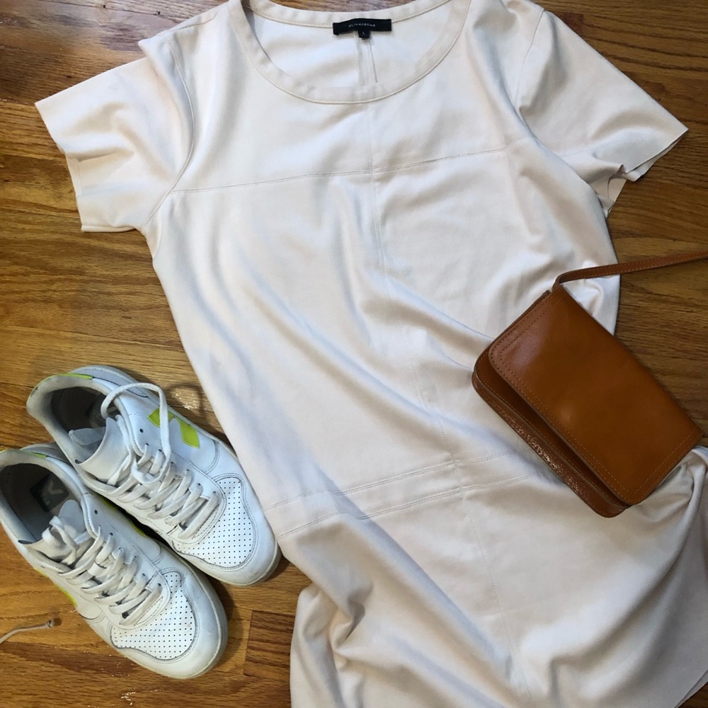Olivaceous - Pink Suede T-Shirt Dress